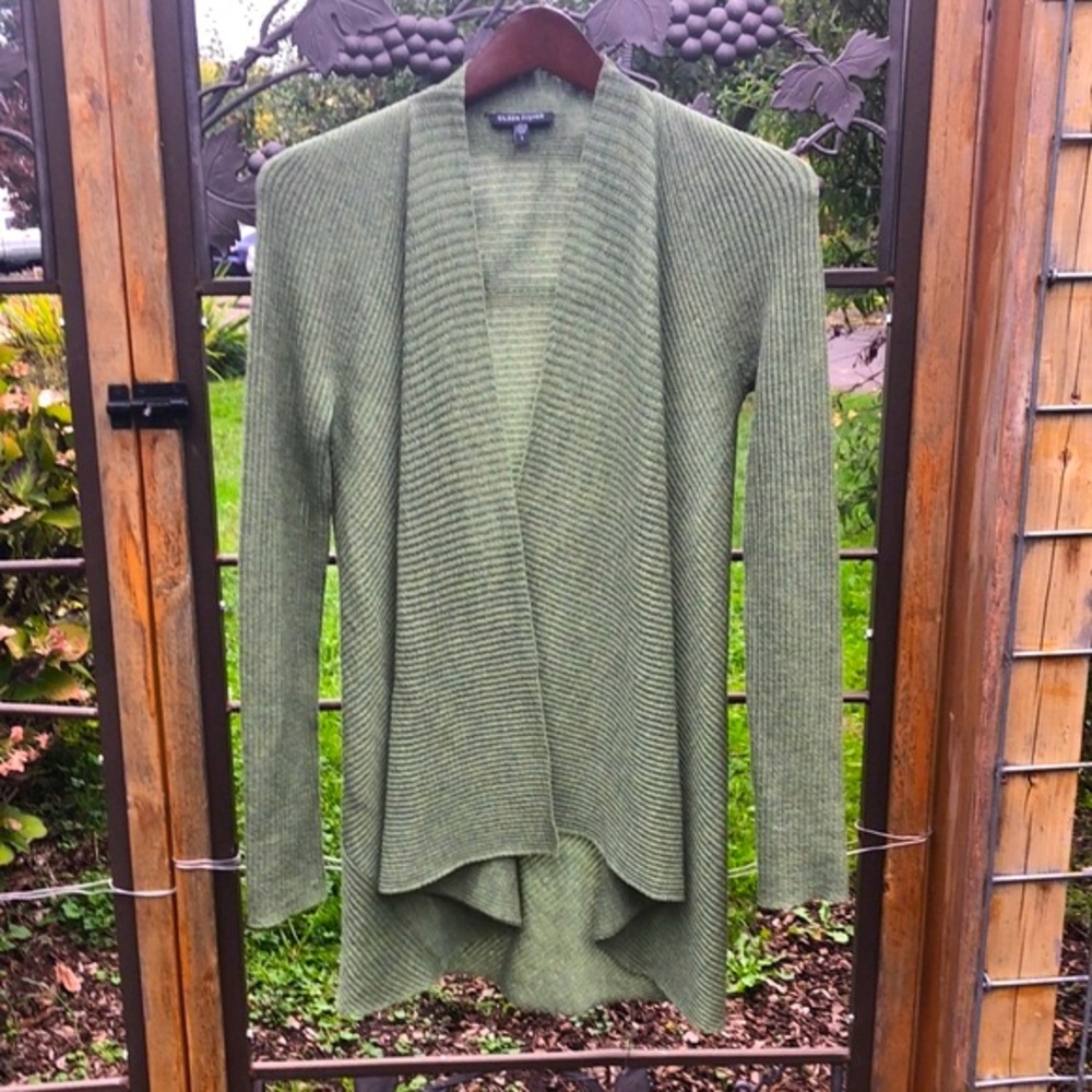 Eileen Fisher 100% wool open front sweater size S